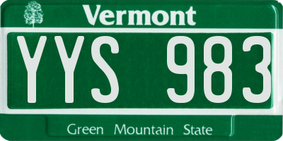 VT license plate YYS983