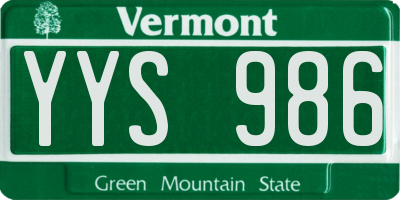 VT license plate YYS986