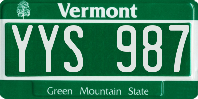 VT license plate YYS987
