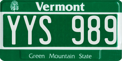 VT license plate YYS989