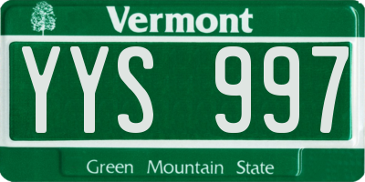 VT license plate YYS997