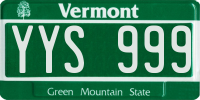 VT license plate YYS999