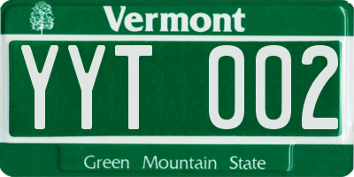 VT license plate YYT002