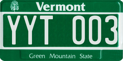 VT license plate YYT003