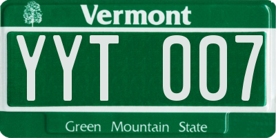 VT license plate YYT007