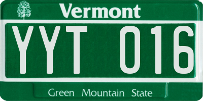 VT license plate YYT016