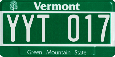 VT license plate YYT017