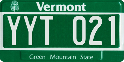 VT license plate YYT021