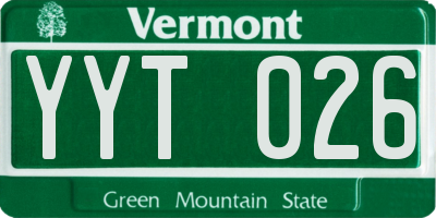 VT license plate YYT026