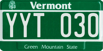 VT license plate YYT030