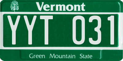 VT license plate YYT031