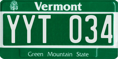 VT license plate YYT034