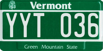 VT license plate YYT036