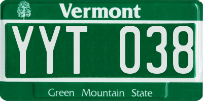 VT license plate YYT038