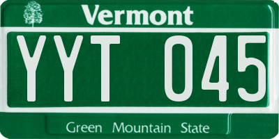 VT license plate YYT045