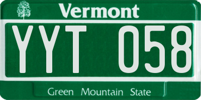 VT license plate YYT058