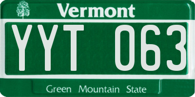 VT license plate YYT063