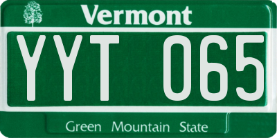 VT license plate YYT065