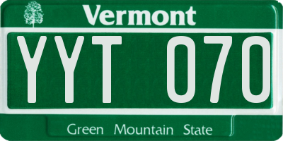 VT license plate YYT070