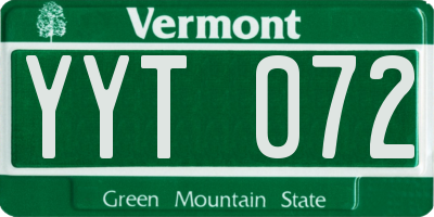 VT license plate YYT072