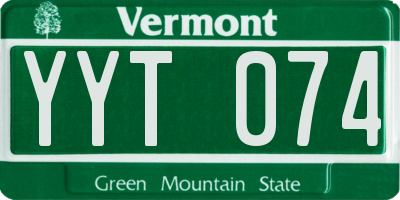 VT license plate YYT074