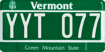 VT license plate YYT077