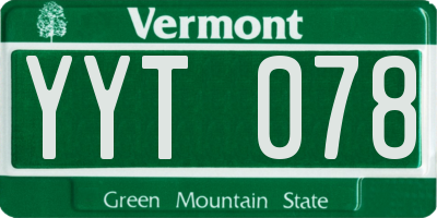 VT license plate YYT078
