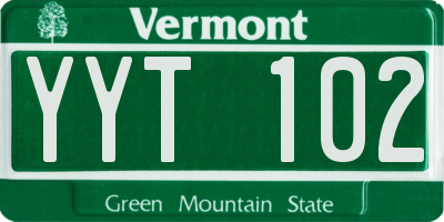 VT license plate YYT102
