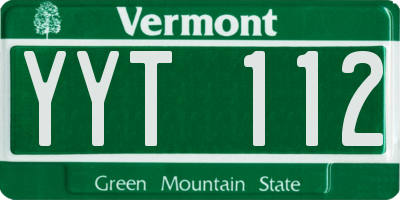 VT license plate YYT112