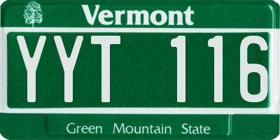 VT license plate YYT116