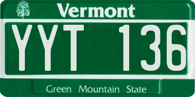 VT license plate YYT136