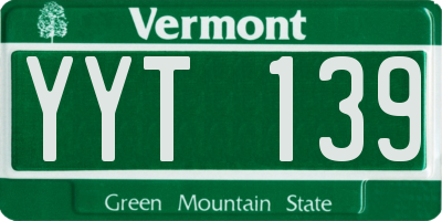 VT license plate YYT139