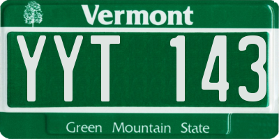 VT license plate YYT143