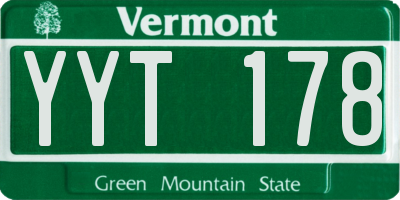 VT license plate YYT178