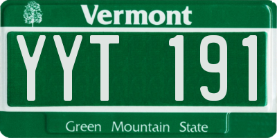 VT license plate YYT191