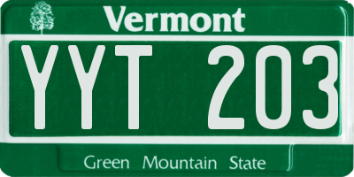VT license plate YYT203