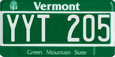 VT license plate YYT205
