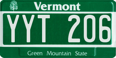 VT license plate YYT206