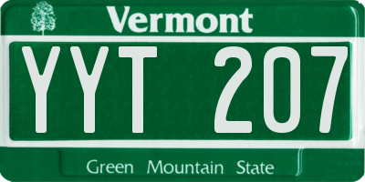 VT license plate YYT207