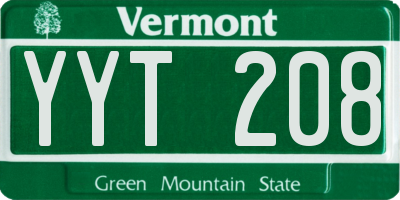 VT license plate YYT208
