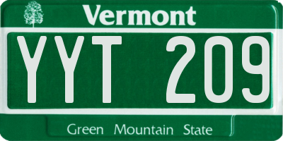 VT license plate YYT209