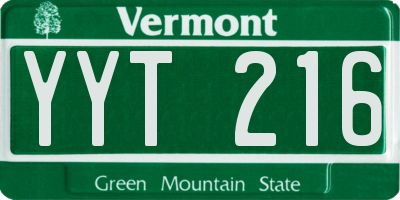 VT license plate YYT216