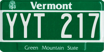 VT license plate YYT217