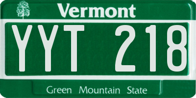 VT license plate YYT218