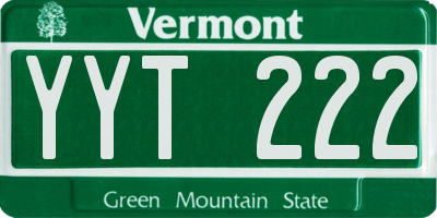 VT license plate YYT222