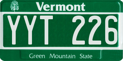 VT license plate YYT226