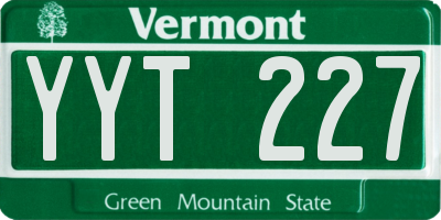VT license plate YYT227
