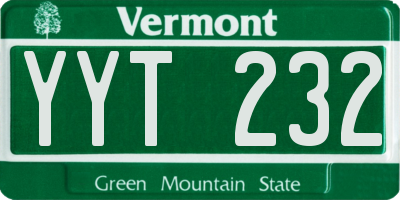 VT license plate YYT232