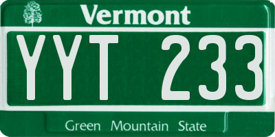 VT license plate YYT233