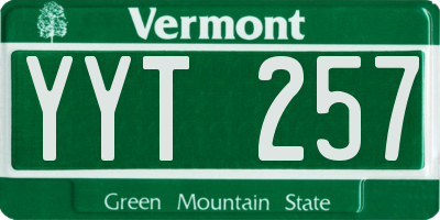 VT license plate YYT257